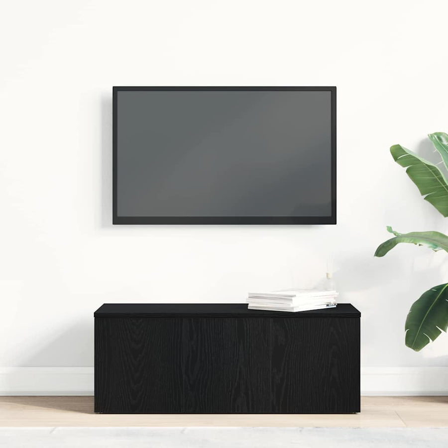 TV-kast met lade Zwart Eiken 80x34x30 cm Bewerkt hout