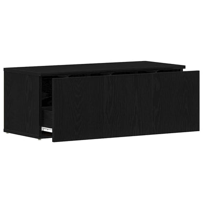 TV-kast met lade Zwart Eiken 80x34x30 cm Bewerkt hout