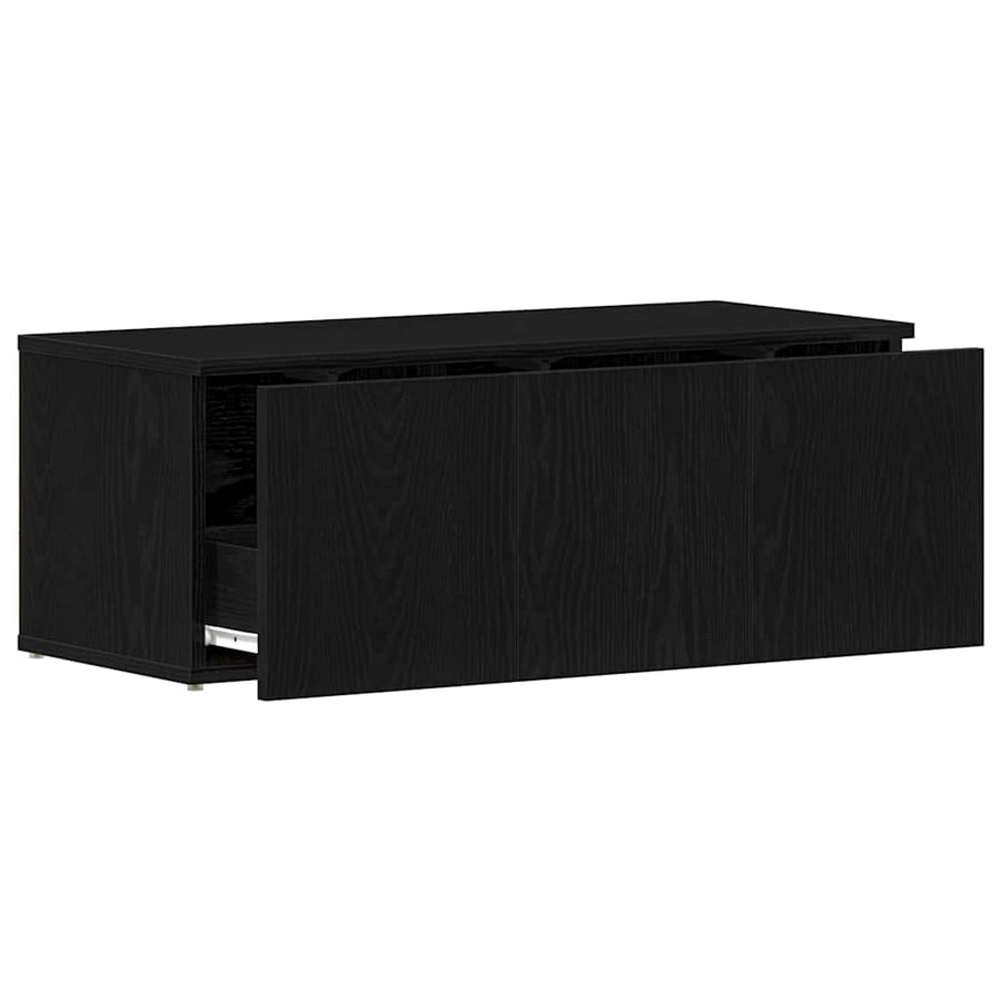TV-kast met lade Zwart Eiken 80x34x30 cm Bewerkt hout