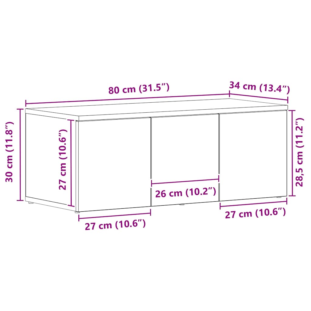 TV-kast met lade Zwart Eiken 80x34x30 cm Bewerkt hout