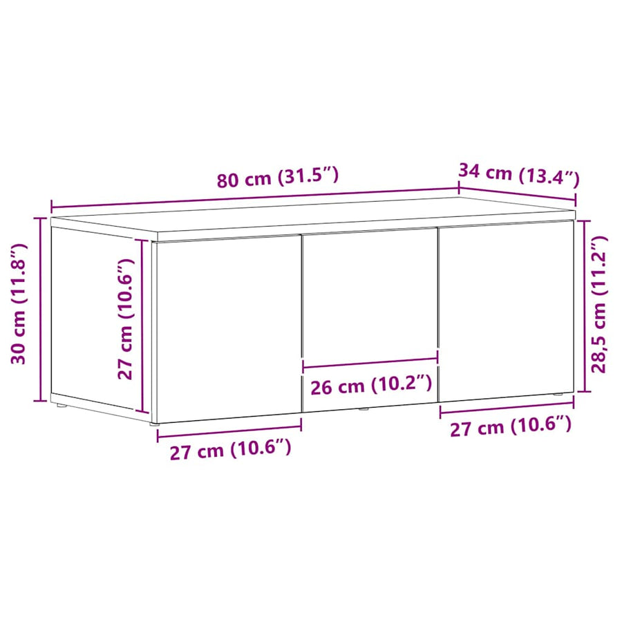 TV-kast met lade Zwart Eiken 80x34x30 cm Bewerkt hout