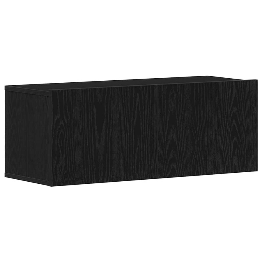 TV-kast Wandgemonteerd Zwart Eiken 80 x 30 x 30 cm Bewerkt hout