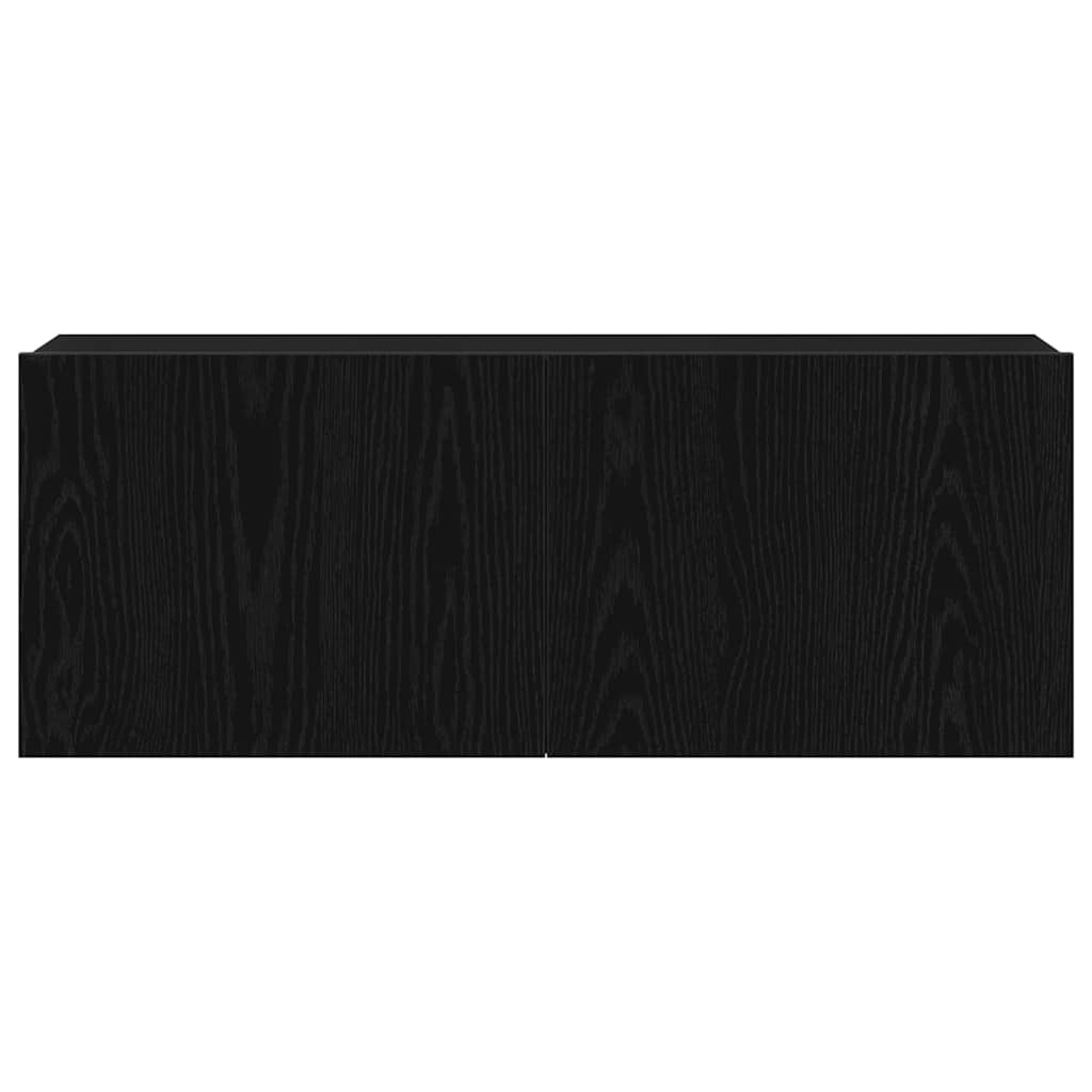 TV-kast Wandgemonteerd Zwart Eiken 80 x 30 x 30 cm Bewerkt hout