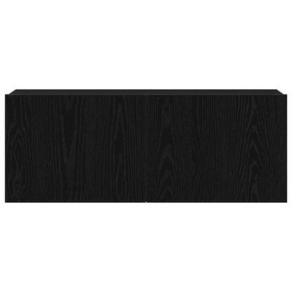 TV-kast Wandgemonteerd Zwart Eiken 80 x 30 x 30 cm Bewerkt hout