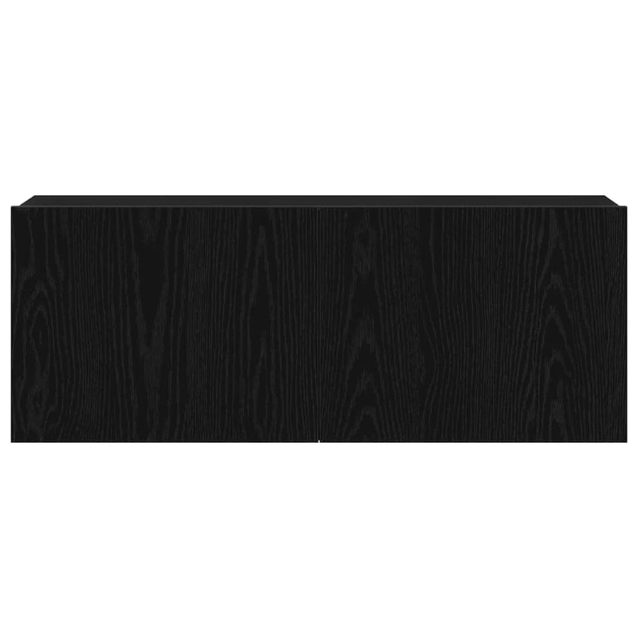 TV-kast Wandgemonteerd Zwart Eiken 80 x 30 x 30 cm Bewerkt hout