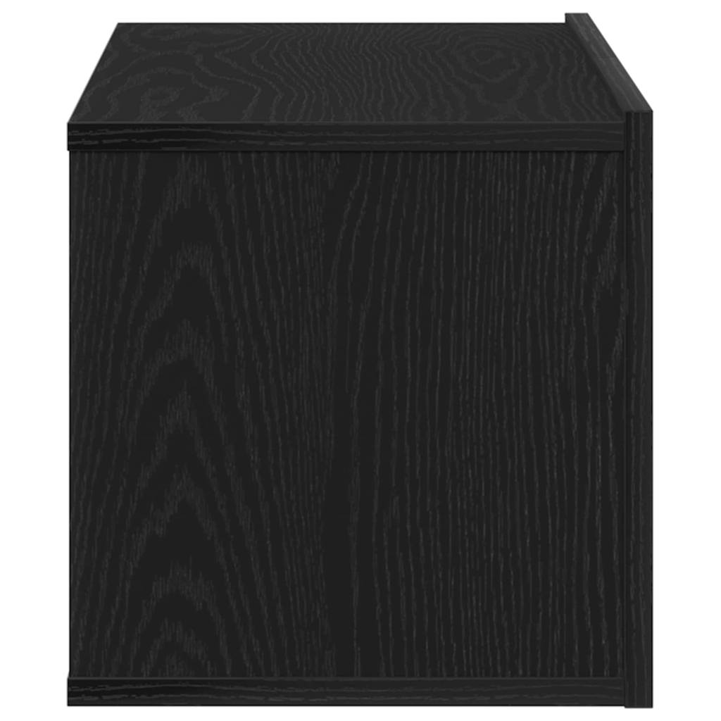 TV-kast Wandgemonteerd Zwart Eiken 80 x 30 x 30 cm Bewerkt hout