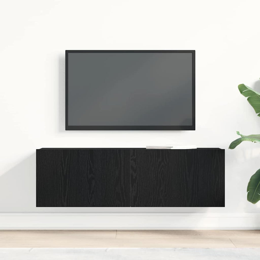 TV-kast Zwart Eiken 100 x 30 x 30 cm Bewerkt hout