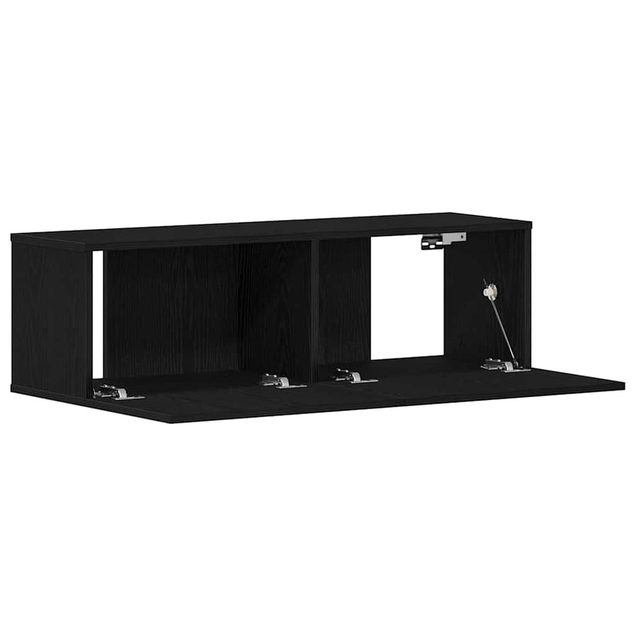 TV-kast Zwart Eiken 100 x 30 x 30 cm Bewerkt hout