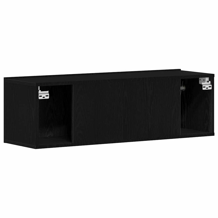 TV-kast Zwart Eiken 100 x 30 x 30 cm Bewerkt hout