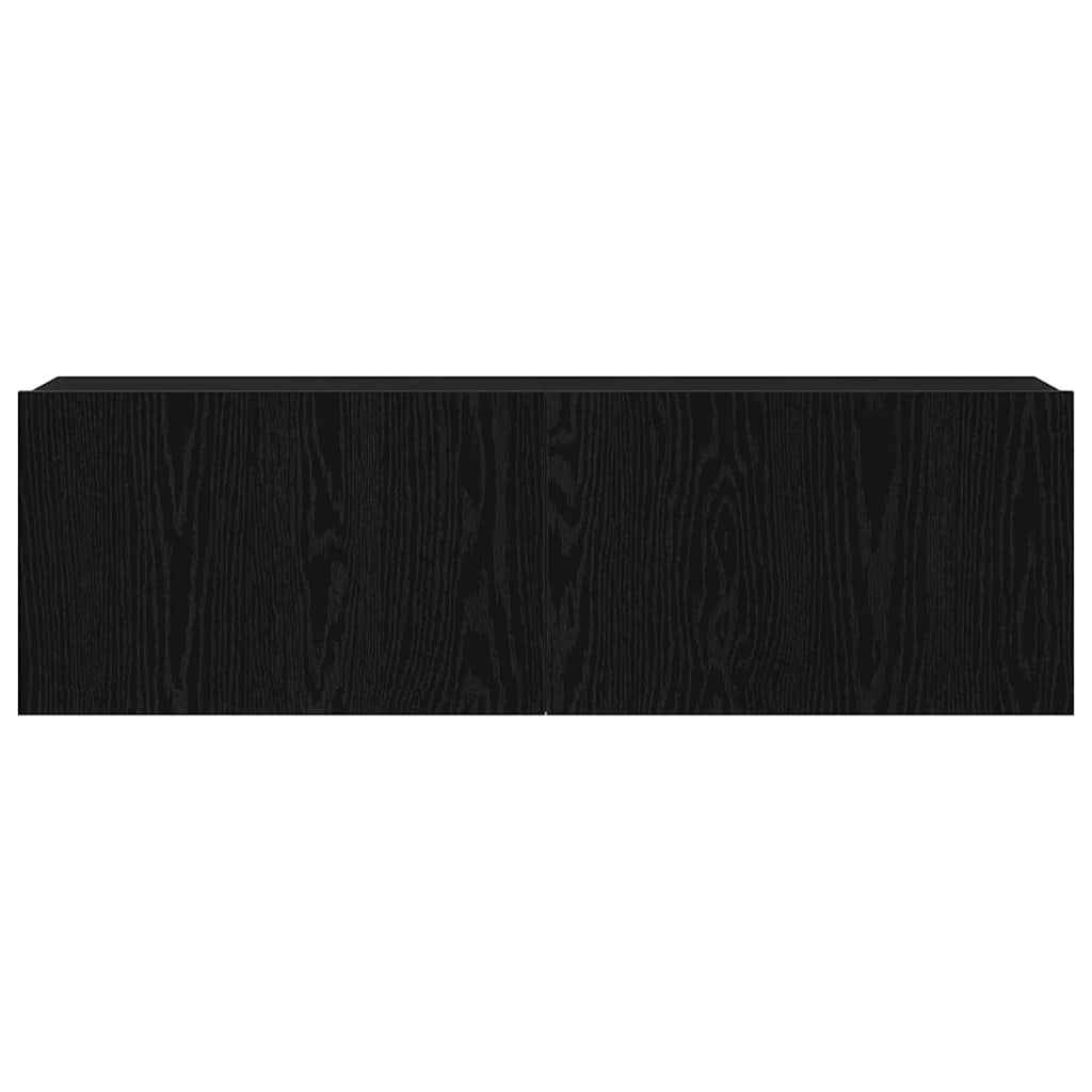 TV-kast Zwart Eiken 100 x 30 x 30 cm Bewerkt hout