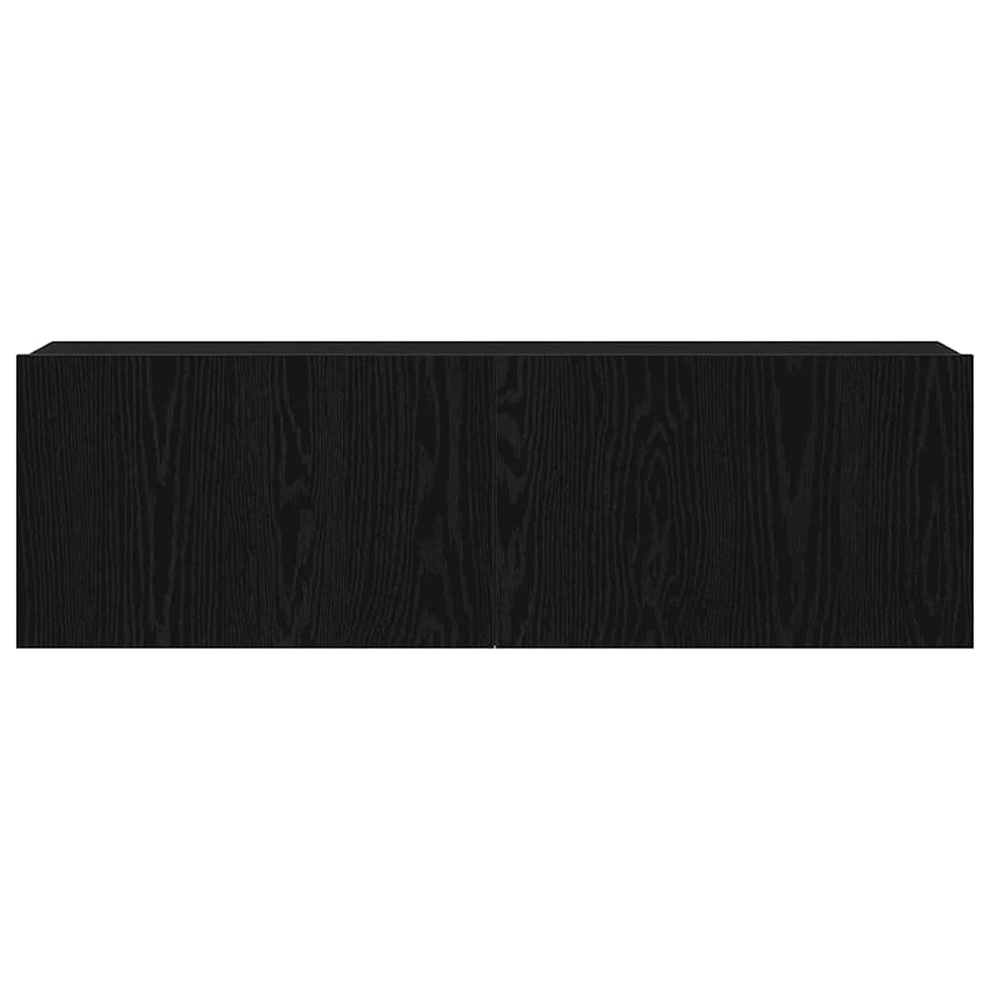 TV-kast Zwart Eiken 100 x 30 x 30 cm Bewerkt hout