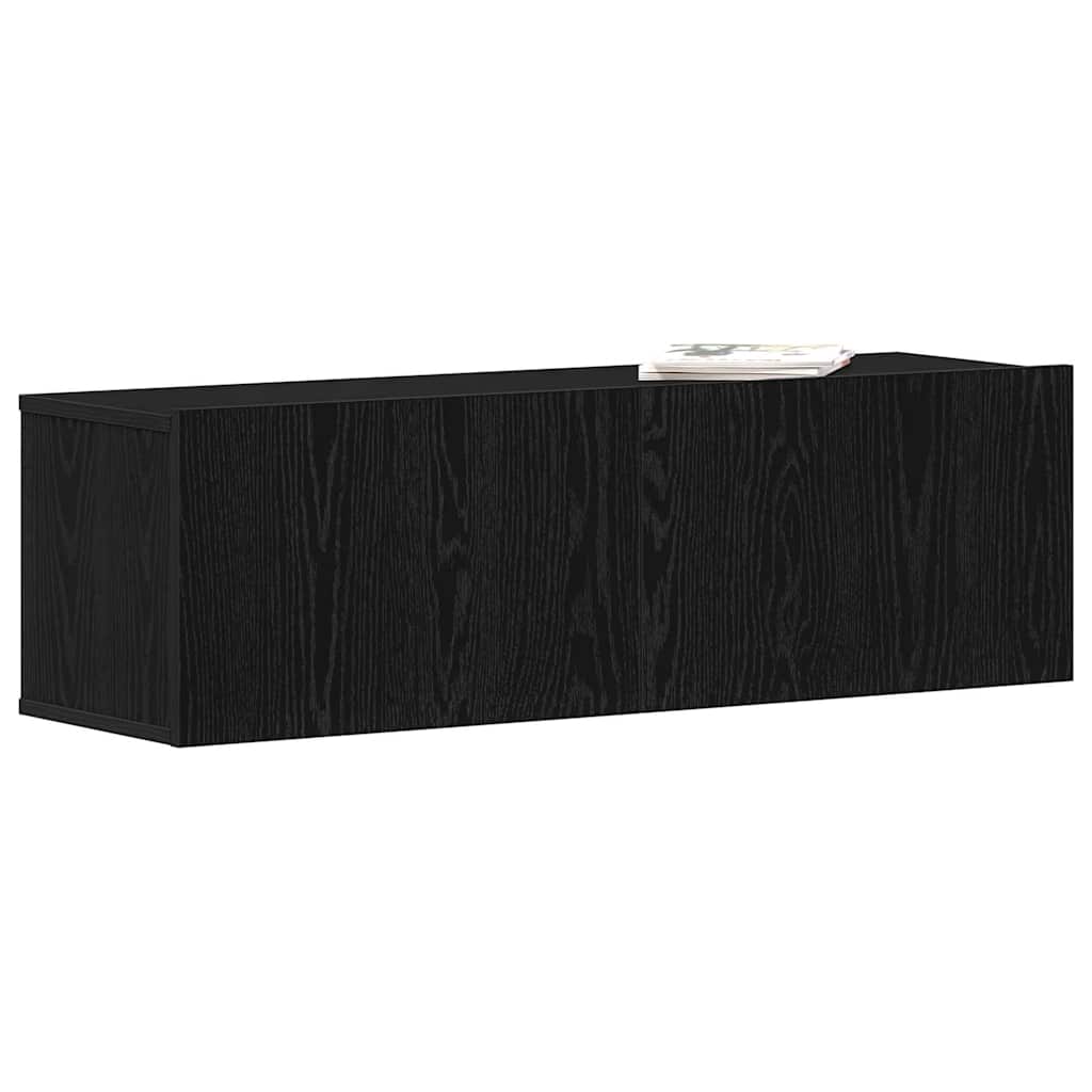 TV-kast Zwart Eiken 100 x 30 x 30 cm Bewerkt hout