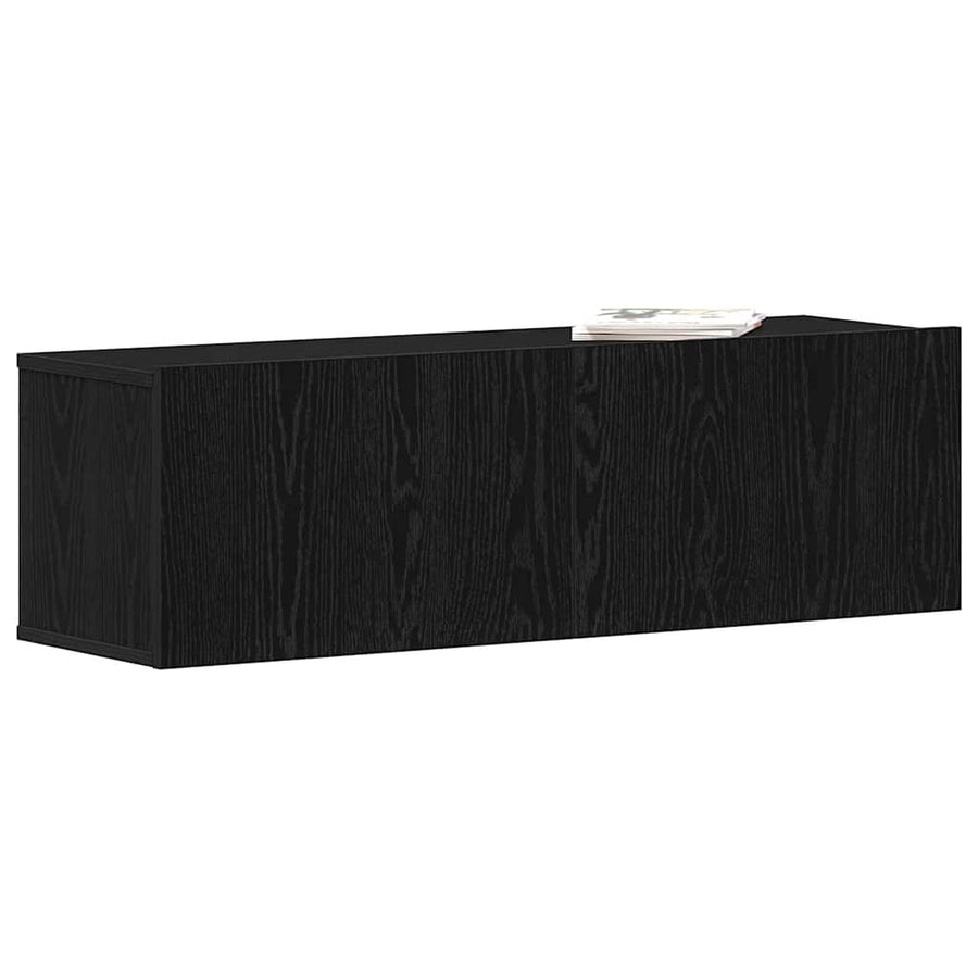 TV-kast Zwart Eiken 100 x 30 x 30 cm Bewerkt hout