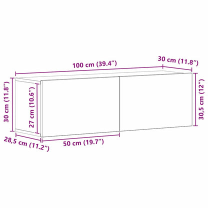 TV-kast Zwart Eiken 100 x 30 x 30 cm Bewerkt hout