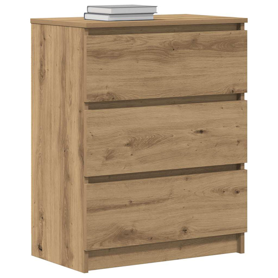 Dressoir 60X35X76 Cm Bewerkt Hout Artisanaal Eikenkleur artisanaal eikenkleurig