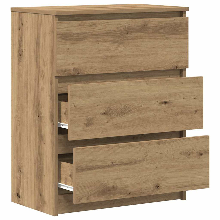 Dressoir 60X35X76 Cm Bewerkt Hout Artisanaal Eikenkleur artisanaal eikenkleurig
