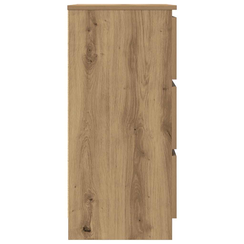 Dressoir 60X35X76 Cm Bewerkt Hout Artisanaal Eikenkleur artisanaal eikenkleurig