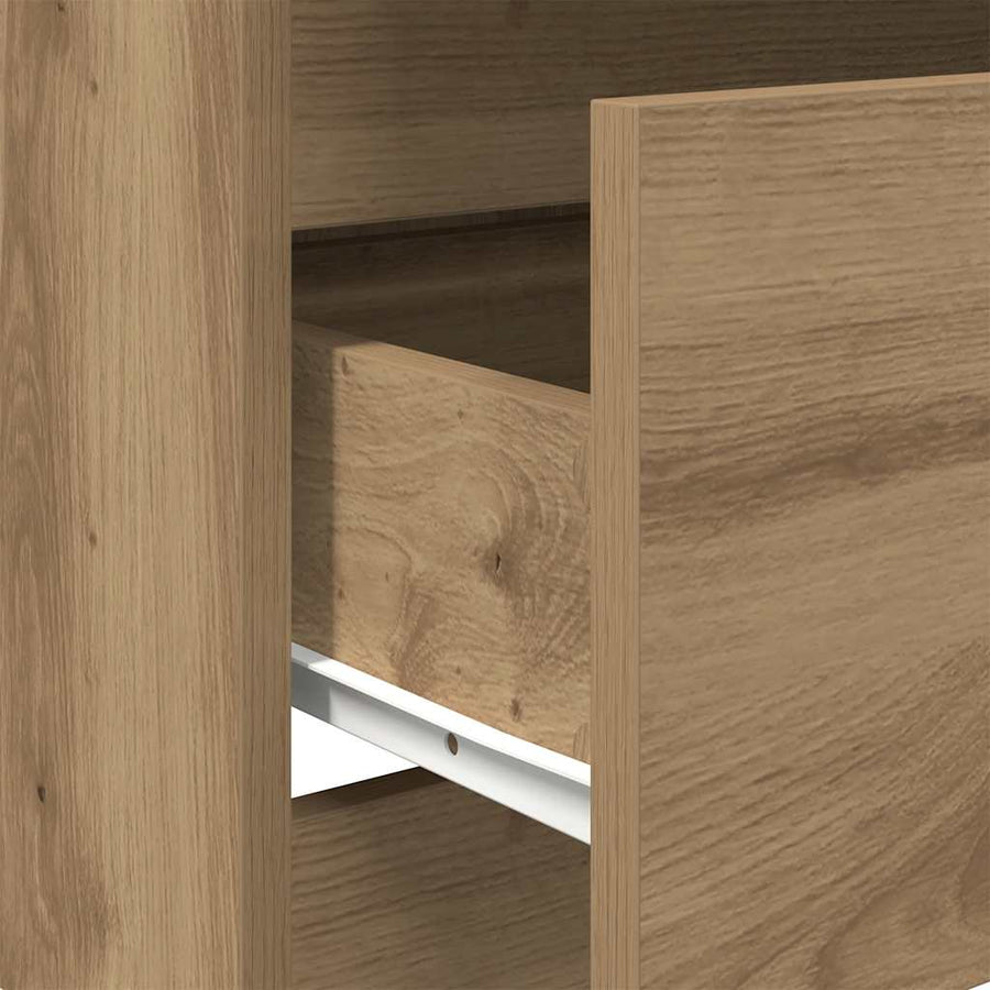 Dressoir 60X35X76 Cm Bewerkt Hout Artisanaal Eikenkleur artisanaal eikenkleurig