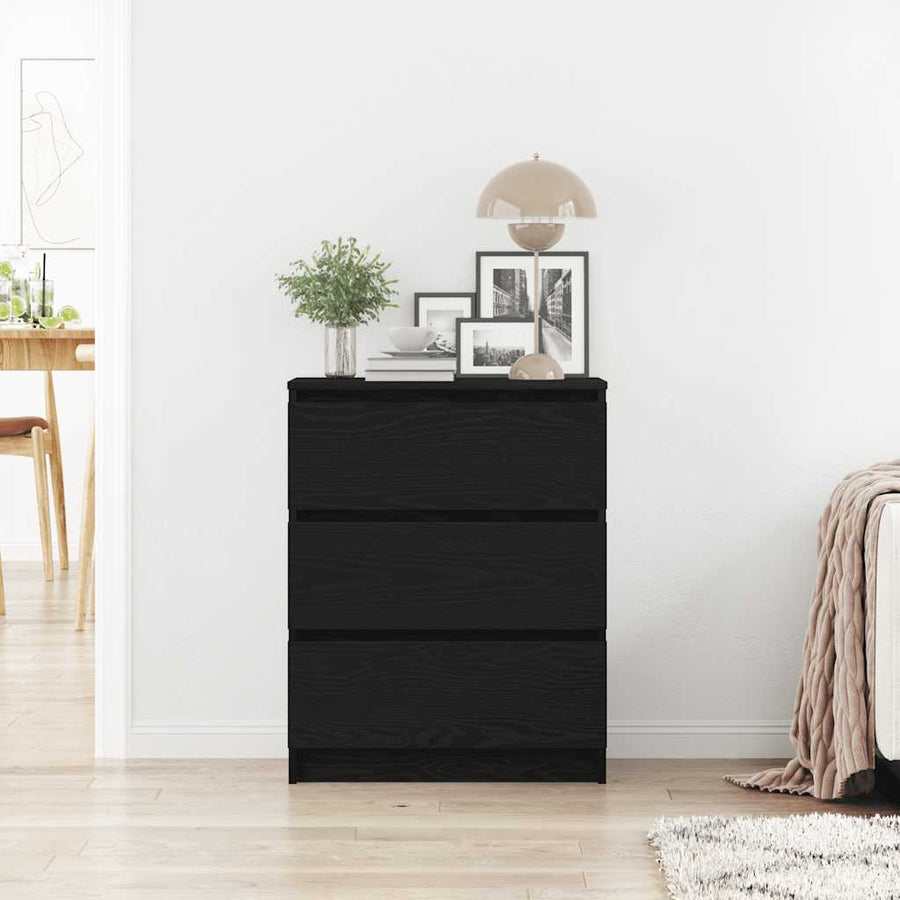 Dressoir 60X35X76 Cm Bewerkt Hout Kleurig Zwart eiken