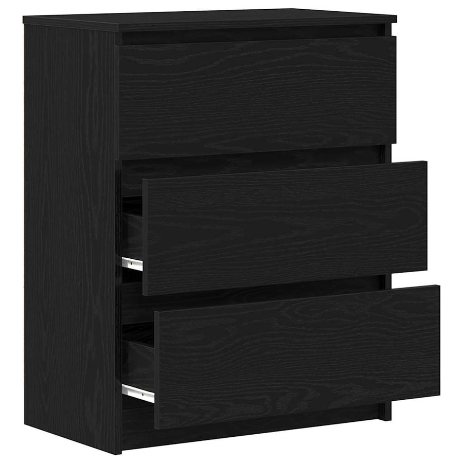 Dressoir 60X35X76 Cm Bewerkt Hout Kleurig Zwart eiken