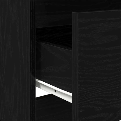 Dressoir 60X35X76 Cm Bewerkt Hout Kleurig Zwart eiken