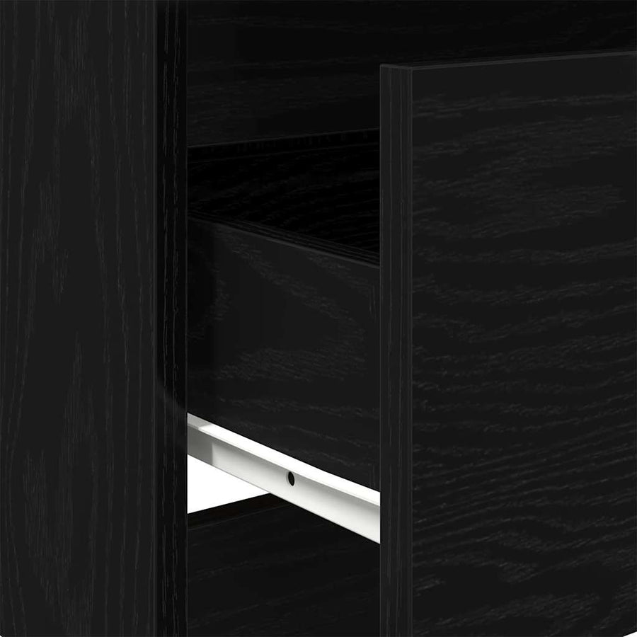 Dressoir 60X35X76 Cm Bewerkt Hout Kleurig Zwart eiken