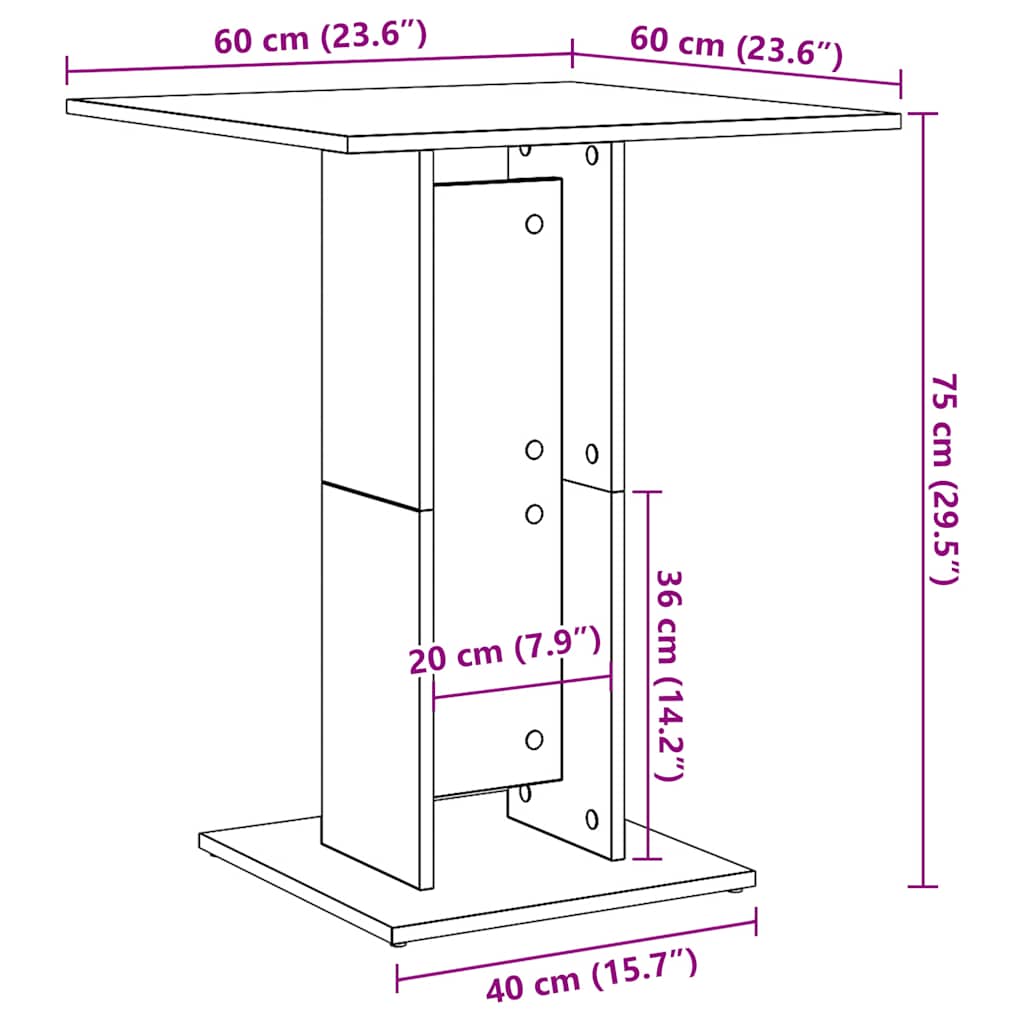 Bistrotafel Zwart Eiken 60x60x75 cm Bewerkt Hout