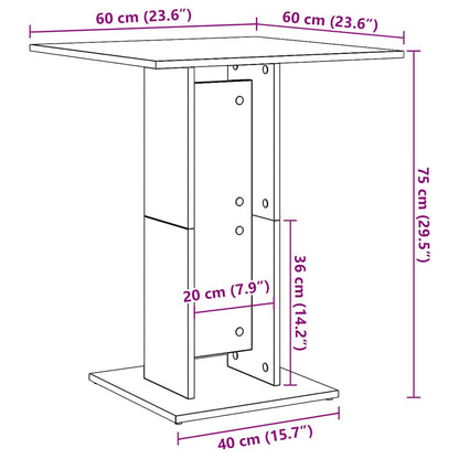 Bistrotafel Zwart Eiken 60x60x75 cm Bewerkt Hout