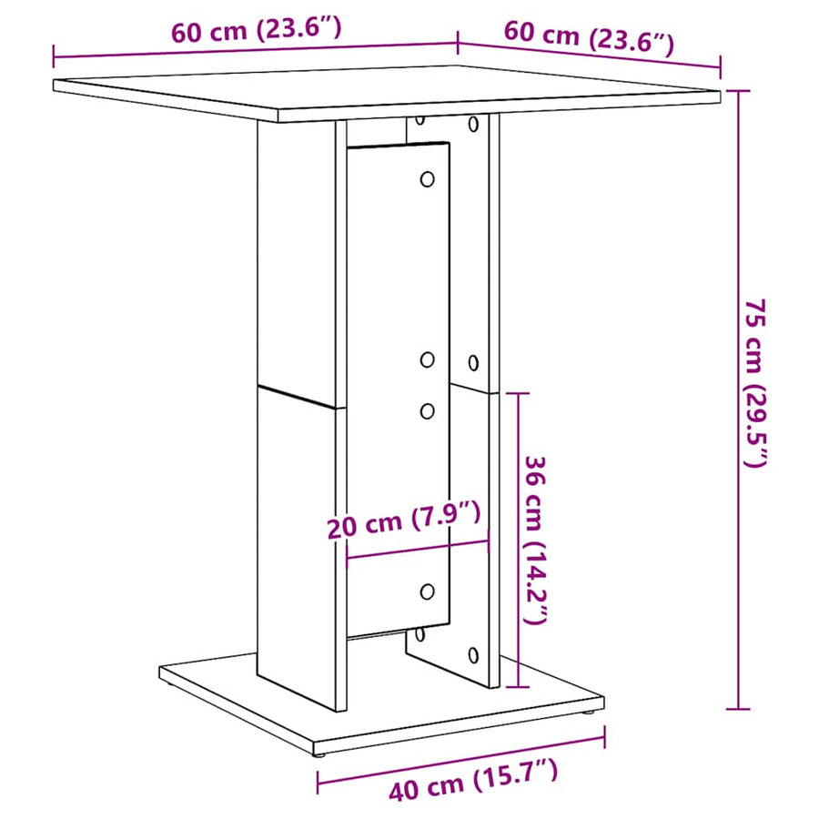 Bistrotafel Zwart Eiken 60x60x75 cm Bewerkt Hout