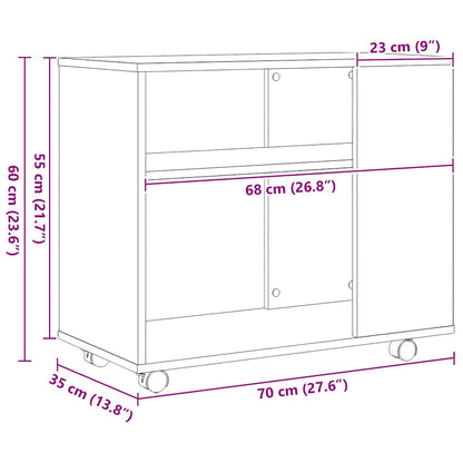 Bijzettafel zwart eiken 70x35x60 cm bewerkt hout
