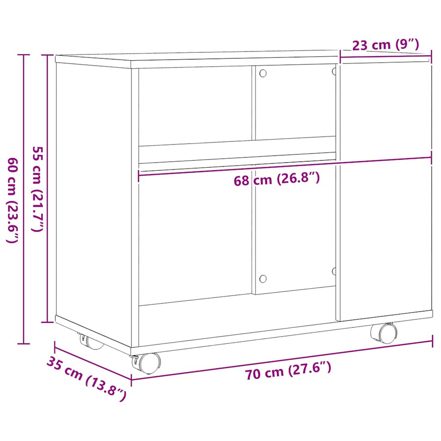 Bijzettafel zwart eiken 70x35x60 cm bewerkt hout