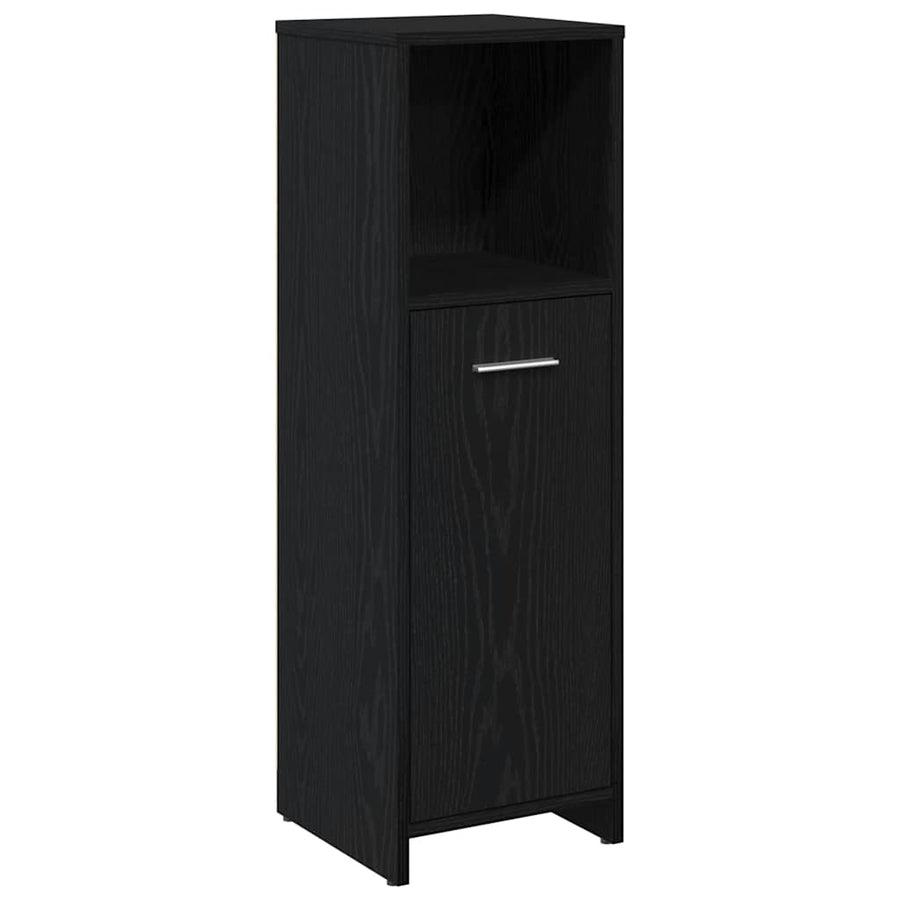 Badkamerkast Zwart Eiken 30x30x95 cm Bewerkt Hout