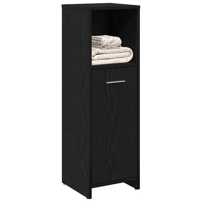 Badkamerkast Zwart Eiken 30x30x95 cm Bewerkt Hout