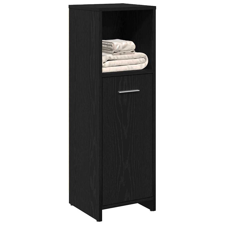 Badkamerkast Zwart Eiken 30x30x95 cm Bewerkt Hout