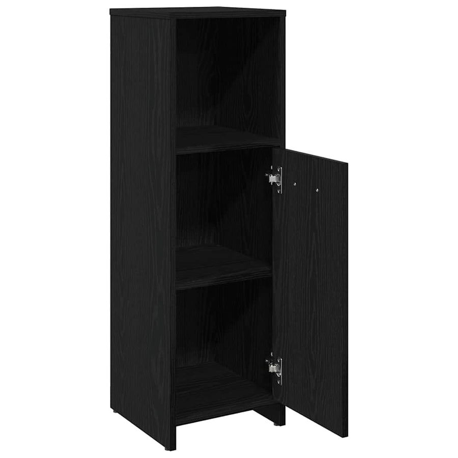 Badkamerkast Zwart Eiken 30x30x95 cm Bewerkt Hout
