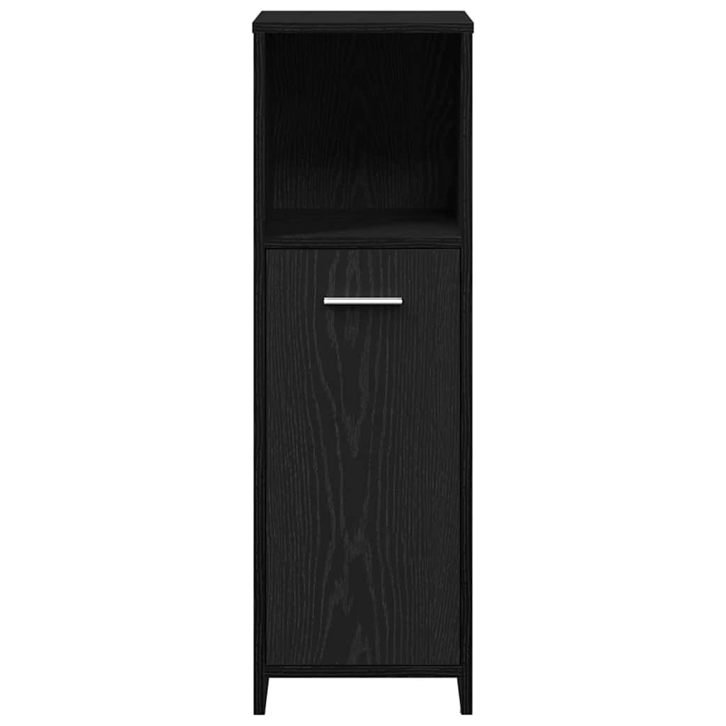 Badkamerkast Zwart Eiken 30x30x95 cm Bewerkt Hout