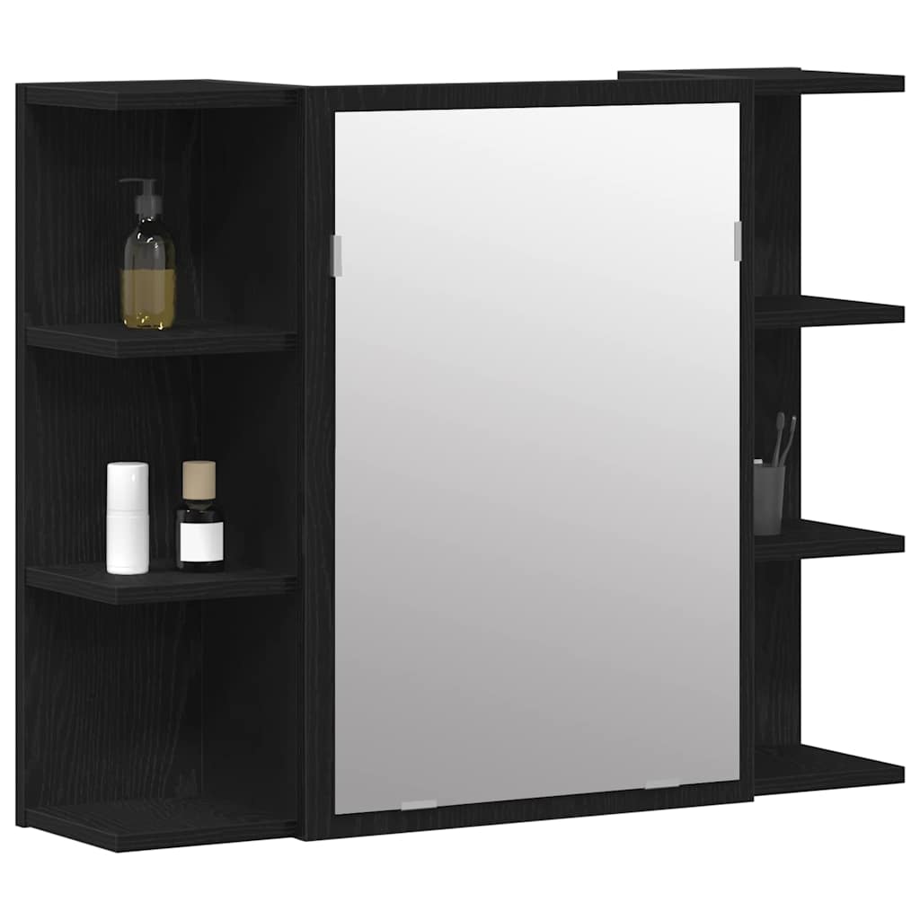 | Spiegelkast | Zwart Eiken 80 x 20,5 x 64 cm Bewerkt hout