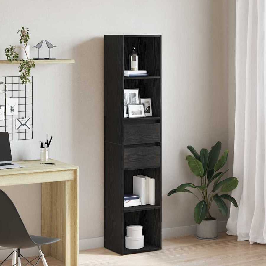 Boekenkast Zwart Eiken 36 x 30 x 171 cm Bewerkt hout