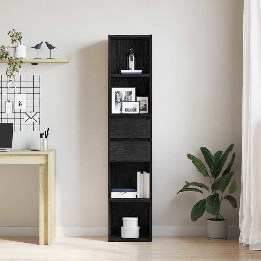 Boekenkast Zwart Eiken 36 x 30 x 171 cm Bewerkt hout
