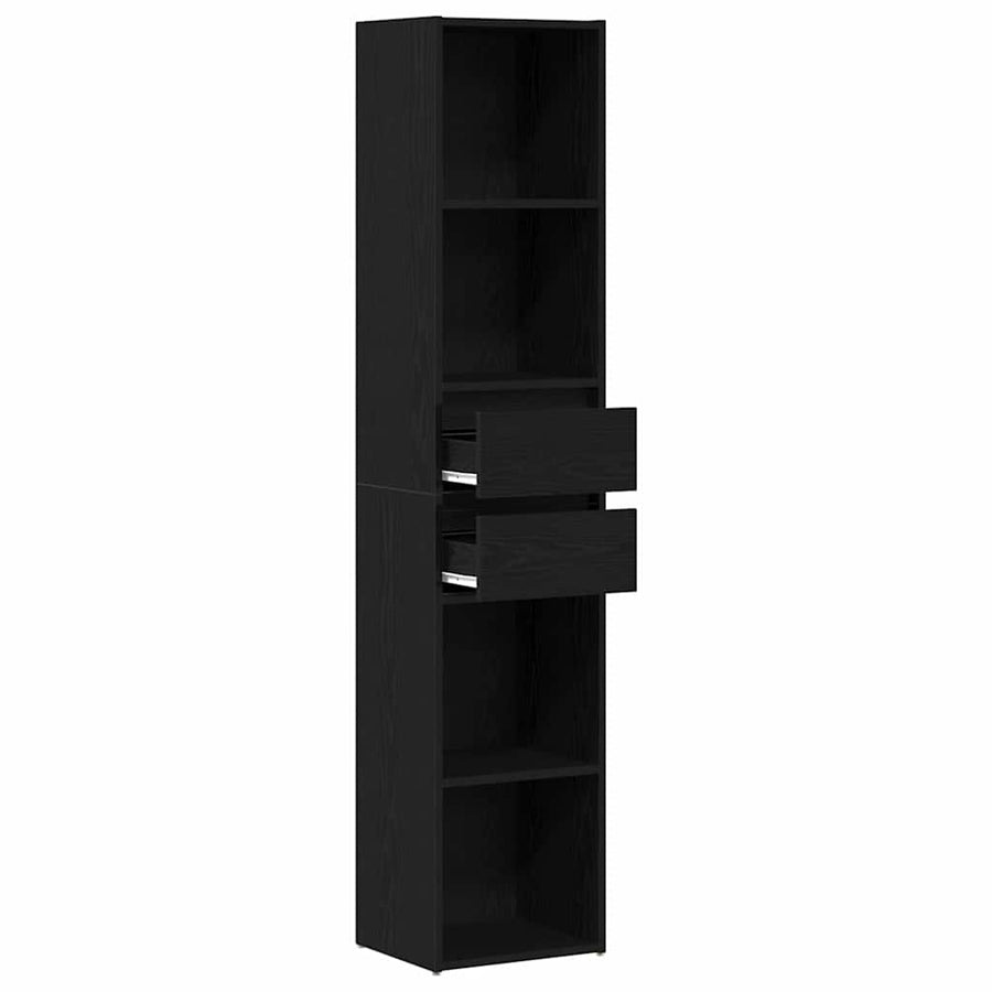 Boekenkast Zwart Eiken 36 x 30 x 171 cm Bewerkt hout