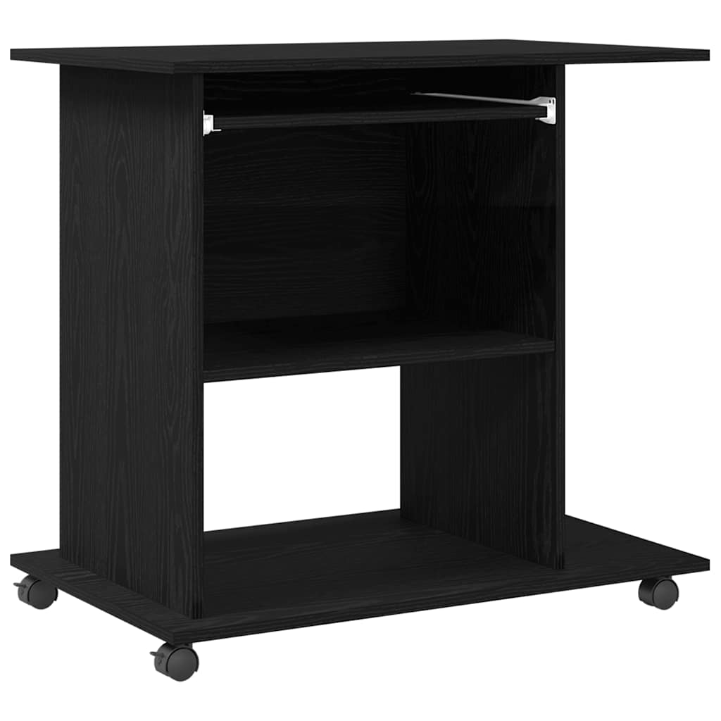 Computerbureau Zwart Eiken 80x50x75 cm Bewerkt Hout