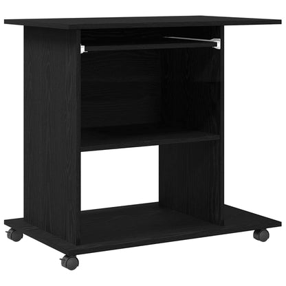 Computerbureau Zwart Eiken 80x50x75 cm Bewerkt Hout