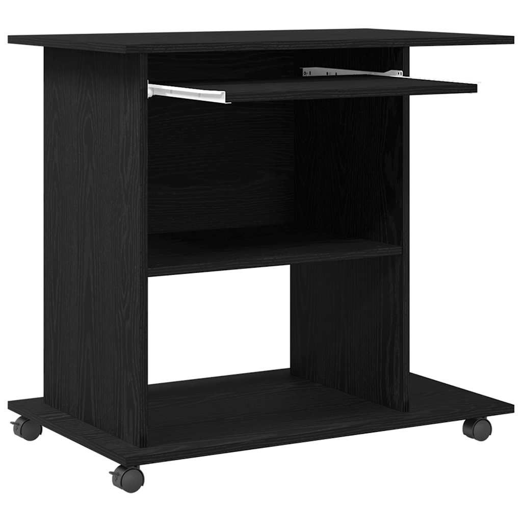 Computerbureau Zwart Eiken 80x50x75 cm Bewerkt Hout