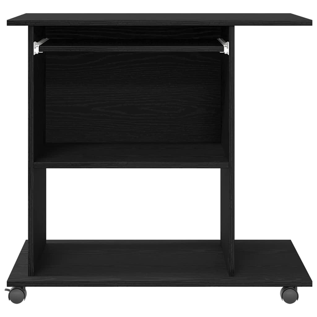 Computerbureau Zwart Eiken 80x50x75 cm Bewerkt Hout