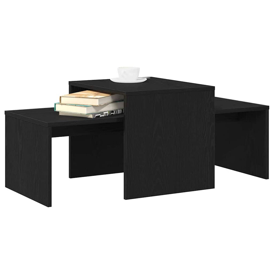 Nesttafels Zwart Eiken 100 x 48 x 40 cm Bewerkt hout