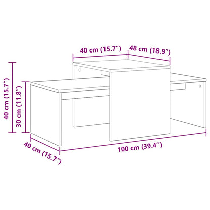 Nesttafels Zwart Eiken 100 x 48 x 40 cm Bewerkt hout