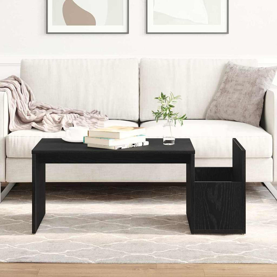 Salontafel Zwart Eiken 90 x 45 x 35 cm Bewerkt hout