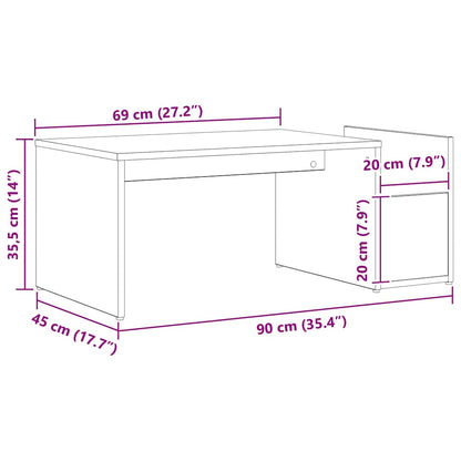Salontafel Zwart Eiken 90 x 45 x 35 cm Bewerkt hout