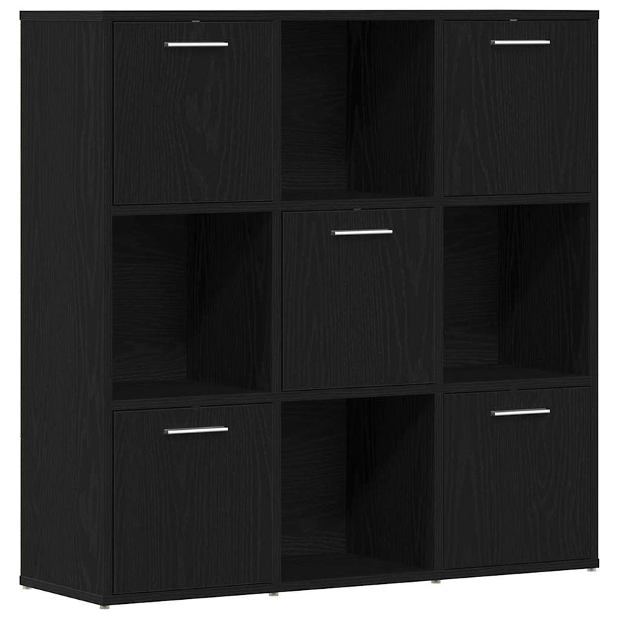 Boekenkast 90x28x90 cm bewerkt hout zwart eikenkleur