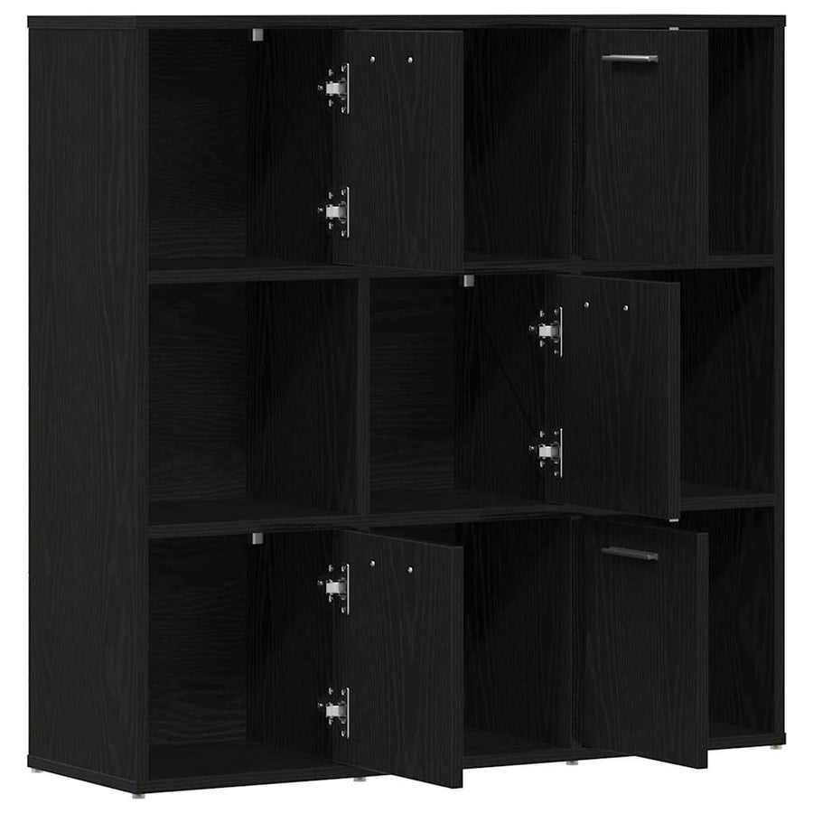 Boekenkast 90x28x90 cm bewerkt hout zwart eikenkleur